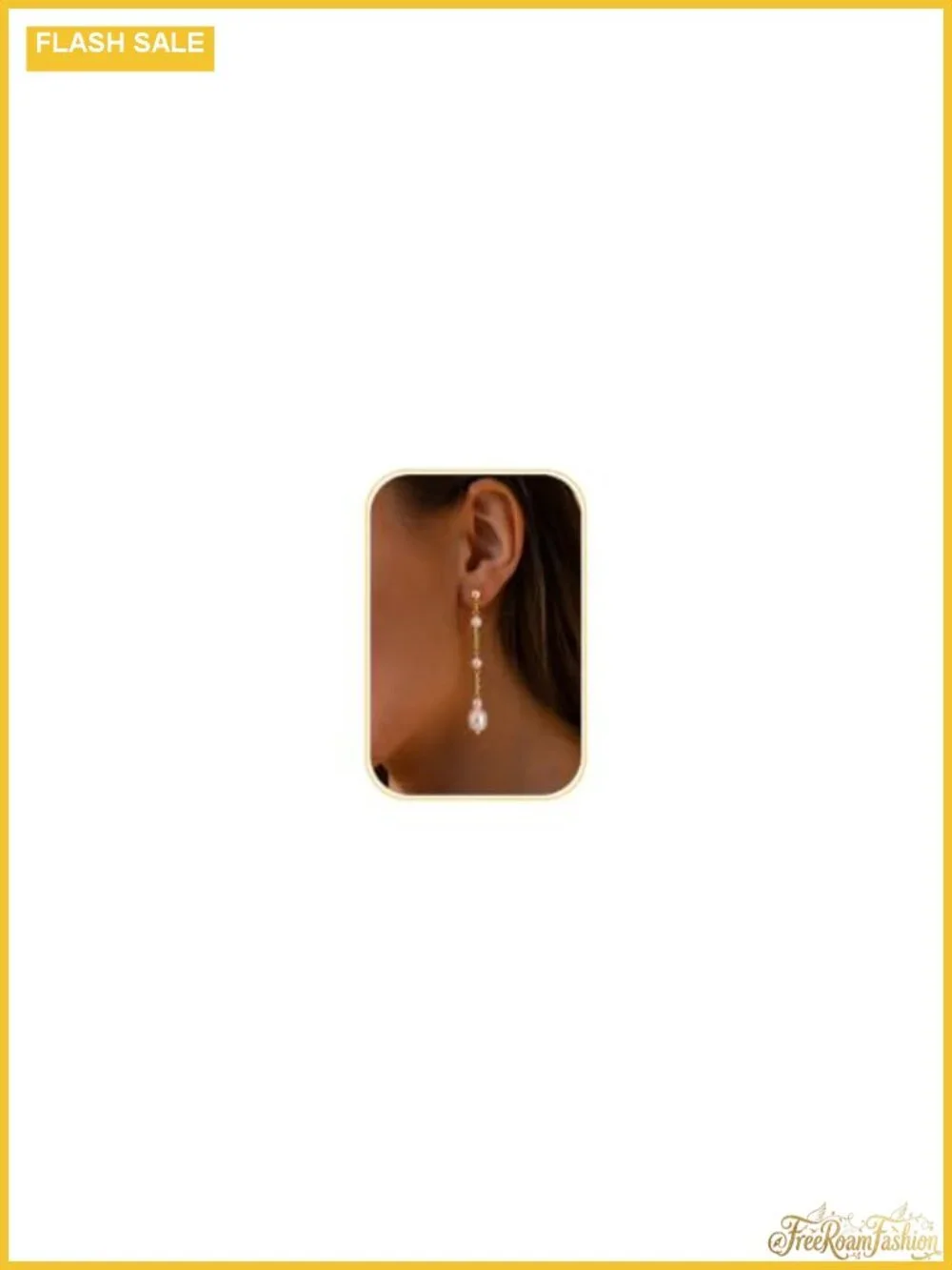 14K Gold Plated Pearl Drop Earrings Women Linear Dangle